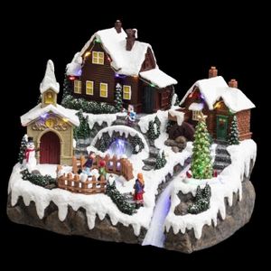 Scène miniature pour village de Noël en polyrésine coloris multicolore  pente de ski – 27 x 15,5 x 28,5 cm : AUTRES MARQUES - botanic®