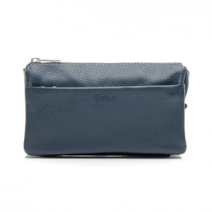 Pochette femme habillée bleu marine et argent platine