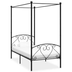 STRUCTURE DE LIT Cadre de lit à baldaquin KEENSO - Noir Métal - 90 