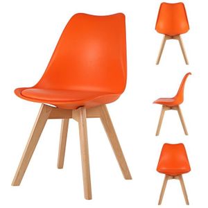 Sam Lot De 4 Chaise De Salle A Manger Orange Achat Vente