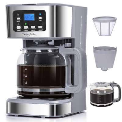 Cafetière à Filtre Programmable Riviera & Bar BCF570 - 1,8 L (18 Tasses), Inox, Minuterie 24h, Maintien Au Chaud
