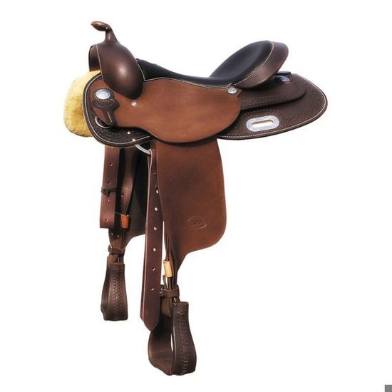 Selle Western Wade Ridex En Cuir – Fourchette Avec Sacoche, Taille 16-17,5