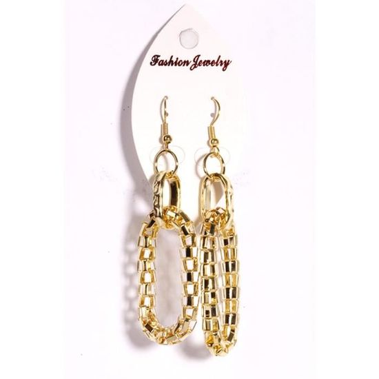 Boucles D'oreille Clip Dorées Rectangulaires – Maille Milanaise Souple – Occasion Bon état