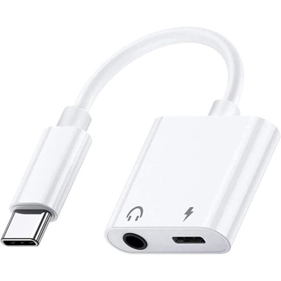 Adaptateur 2 En 1 USB-C + Lightning - Pour écouteurs Avec Jack 3.5 Mm - 12
