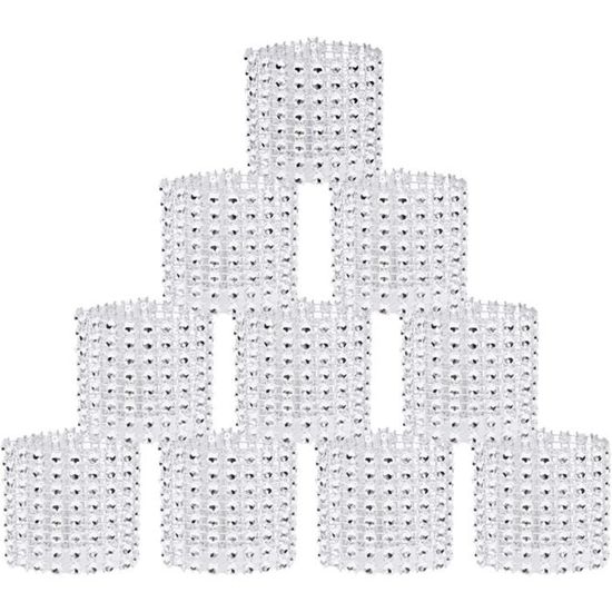 6 Ronds De Serviette Noël Dorés Avec Strass - Décorations De Table Fêtes, Rouge Vert Argent