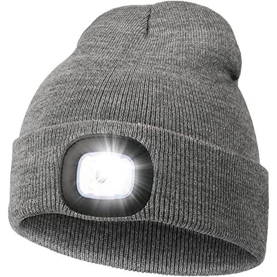 Bonnet en tricot avec LED, gris