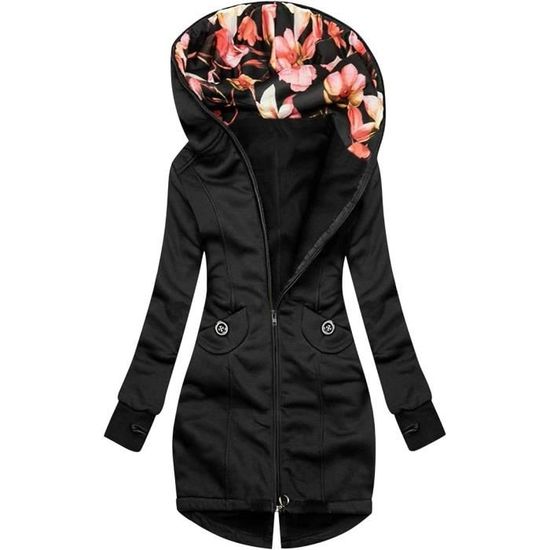 Robe Femme Hiver Chic Sweat À Capuche Zippé Hoodie Sweatshirt Robe Manche Longue Hoody Hooded