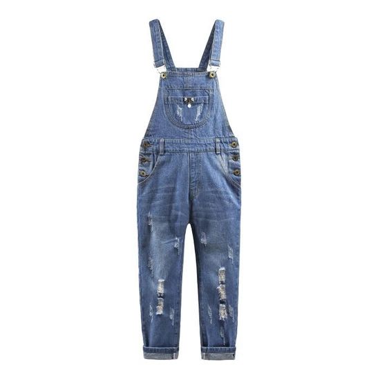 Salopette Jeans Strappata Per Bambina KidsCool Space - Tuta Denim Con Bretelle Regolabili - Foto 9