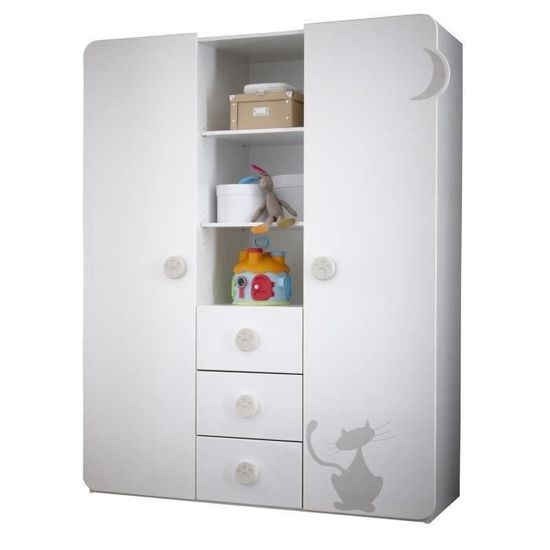 KITTY Armoire 2 Portes 3 Tiroirs 3 Niches Cdiscount Puériculture