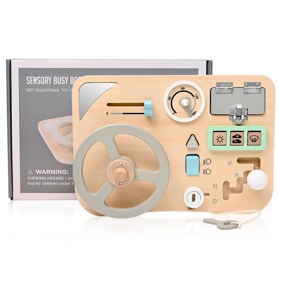 Tableau D'activités Montessori Volant Simulé Avec LED - Jouet En Bois Sensoriel Pour Enfants 1-3 Ans, Autistes - 4