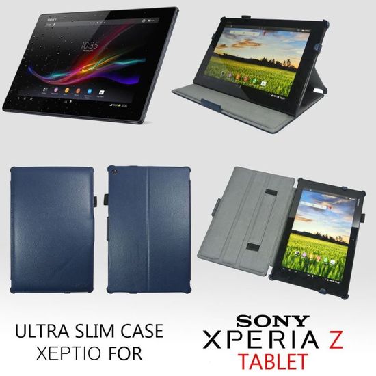 Housse tablette Sony Xperia Z Tablet bleu Cuir PU Cdiscount Informatique
