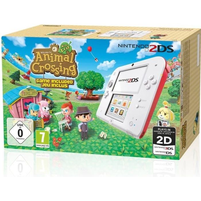 2DS Rouge + Animal Crossing New Leaf