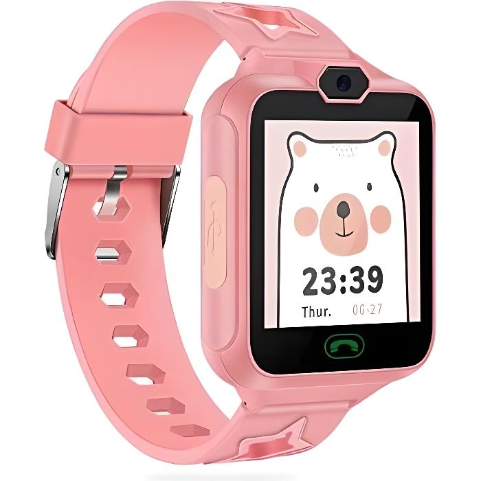 Montre Intelligente Enfant Montre Connectée Fille avec Caméra Ecran Tactile 1,44- Etanche Musique/Téléphone Micro SIM/7 Jeux/Réveil