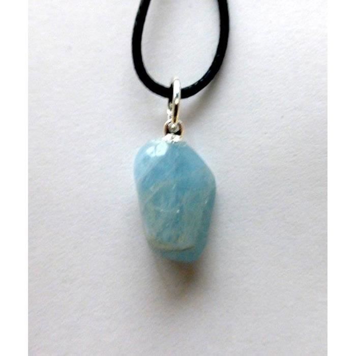 AIGUE MARINE PIERRE NATURELLE PENDENTIF COLLIER
