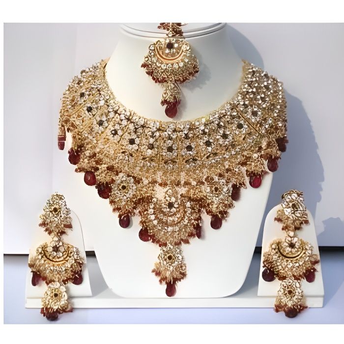 Bijoux indiens parure bollywood rouges