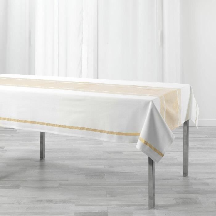 Adunivers -NAPPE RECTANGLE 140 x 240 CM COTON UNI+LUREX ELEGANCIA OR-94% COTON 6% FIBRES METALLISEE- LINGE DE TABLE