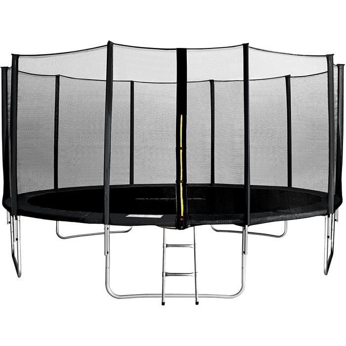 TRAMPOLINE SixBros. SixJump 4,60 M Trampoline de Jardin Noir - Filet de sécurité - Échelle - Housse de Prote275