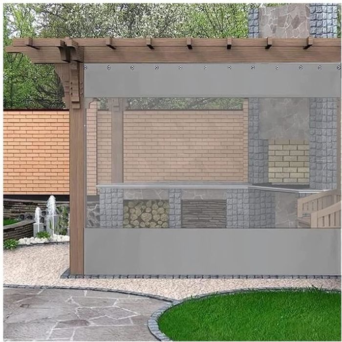 Rideaux Transparents Extérieurs, Panneaux Latéraux De Pergola De PVC De 0.5MM Résistants Aux UV Résistants Aux Intempéries avec L'oe