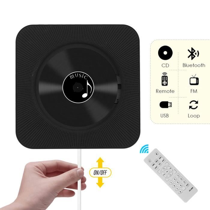 Lecteur CD mural portable Amplificateur de musique Boombox audio avec prise en charge de la télécommande Modes BT - USB - FM Prise