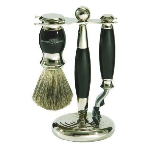 Edwin Jagger Edwin Jagger - Kit rasage 3 pièces avec rasoir Gillette Mach - Assemblé à la main - Noir - S81M356