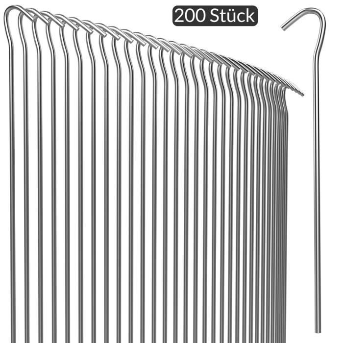 Lot de 200 Piquets de fixation Acier Ø3,5mm Sardine Tente Bâche Piquet Jardin