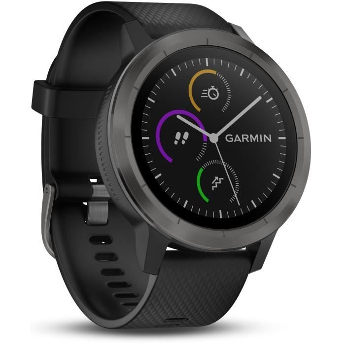Garmin - Vivoactive 3 - Montre Connectée de Sport avec GPS et Cardio Poignet (Ecran : 1,6 pouces) - Gris avec Bracelet Noir