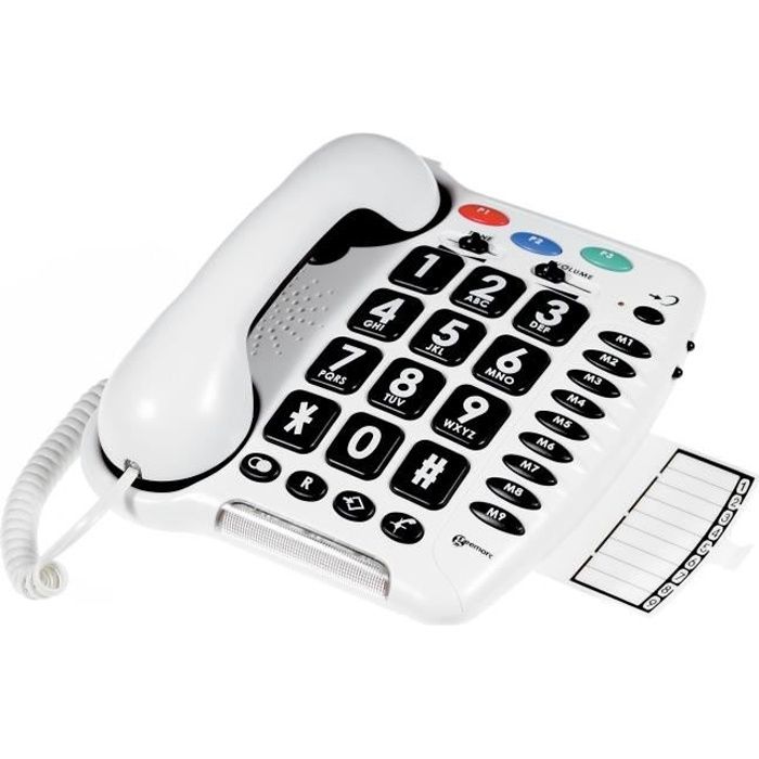 GEEMARC Téléphone fixe grosses touches sénior amplifié CL 100