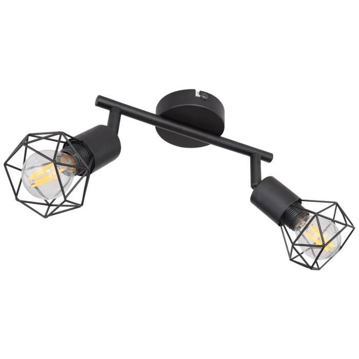 Plafonnier, design cage, spots réglables, noir, L 22 cm, XARA I