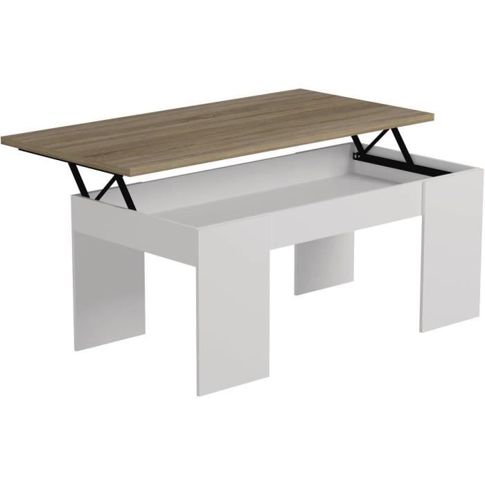 Table basse -Diana- - Blanc - Chêne