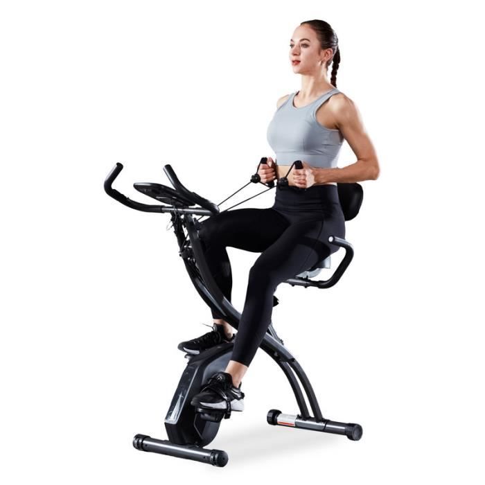 LONTEK Vélo d'appartement Pliable-Vélo d’Entraînement Maison-8 Niveaux Réglable de Résistance Magnétique-Écran LCD, XB-SJ202