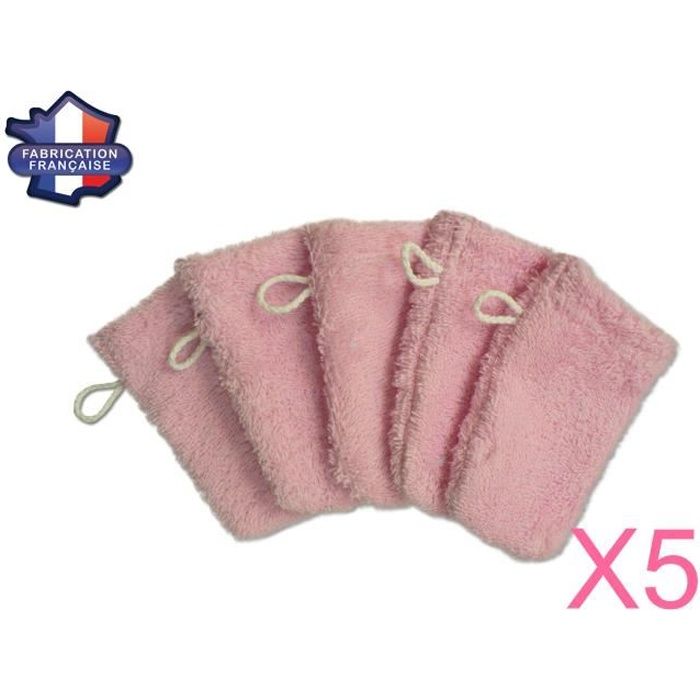 MODULIT: Lot de 5 petits gants de toilette d'apprentissage pour bébé/enfant Rose