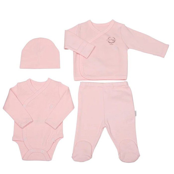 Ensemble naissance prématuré en coton bio, BASIC Rose PREMA 45CM
