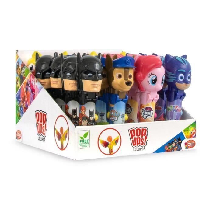 Pack Présentoir de 20 Sucettes pop ups refermables - Mix de licences 10g par sucettes