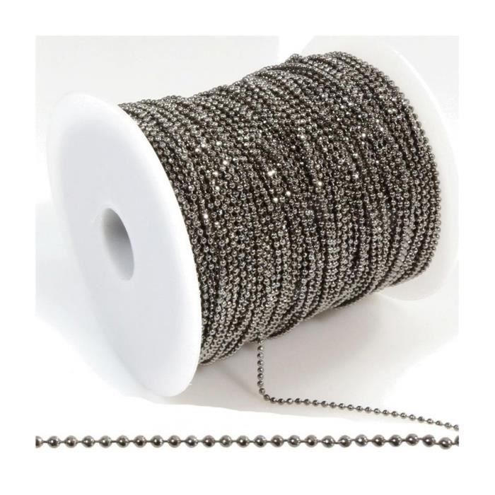Accessoires création chaine à billes 1 mm 1 mètre de longueur Noir