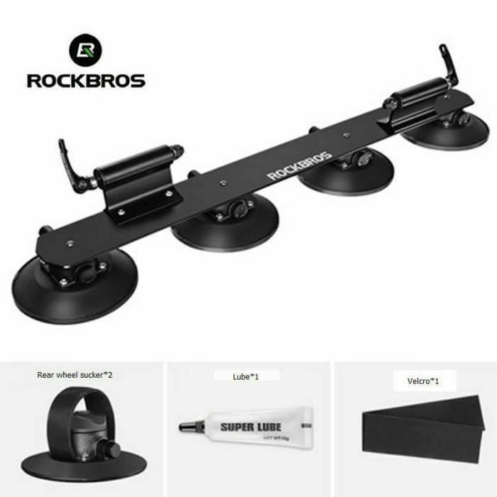 ROCKBROS Porte de Vélo pour Toit Voiture Fixation Ventouse Noir pour 2 Vélo Noir