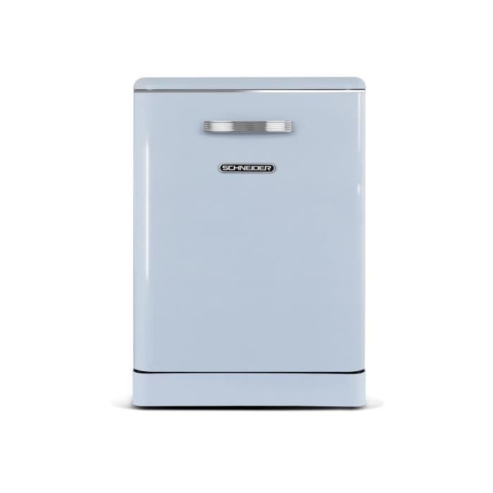 SCHNEIDER - SDW1444VBL - Lave vaisselle Vintage - 14 couverts - Tiroir à couverts - Départ différé - Bleu