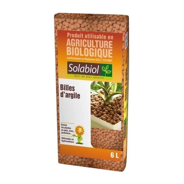SOLABIOL SOARG6 Billes d'argile-Sac 6 L-Utilisable en Agriculture Biologique Hydroculture Paillage, Neutre
