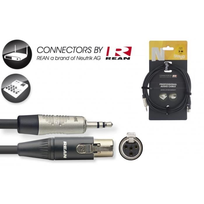 NAC3MPSMX4FR - Câble Audio Rean Mini-Jack Mal / Mini XLR4 Fem - 3M