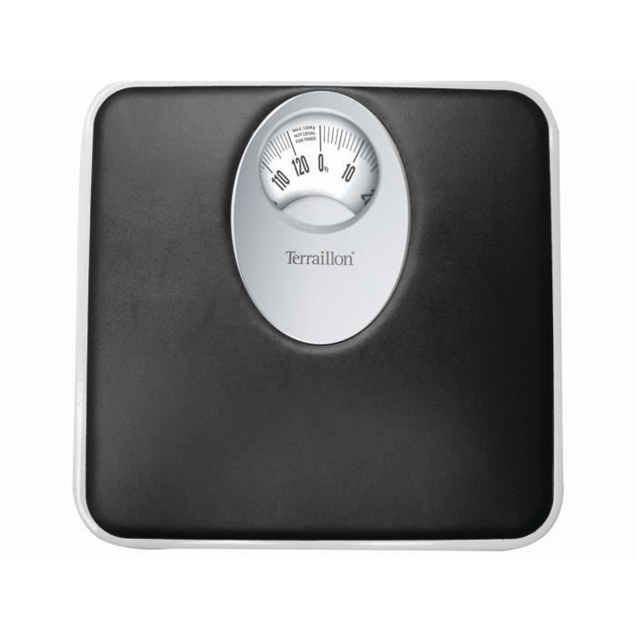 Terraillon Pèse Personne Mécanique, Grand Cadran Rotatif, 120kg, T61 - Noir - 25,5 x 25 x 5 cm