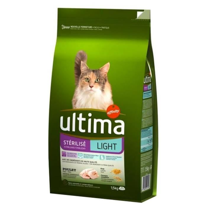 Ultima Croquettes Chat Stérilisé Light Poulet 1,5Kg (lot de 3)