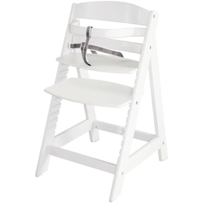 ROBA Chaise haute évolutive -Sit Up III-, qui grandit avec l'enfant jusqu'à chaise jeune, bois blanc laqué