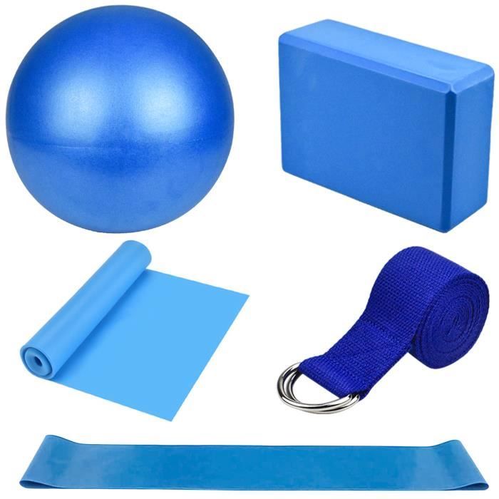 Lot de 5 briques de yoga, kit accessoires de yoga pour Yoga Exercices Relaxation Fitness, EVA, Pilates (Bleu)
