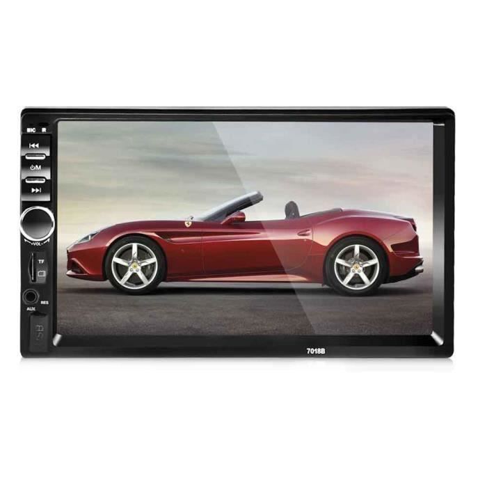 CW13198-Lecteurs MP5 7018B 7 pouces Bluetooth V2.0 Autoradio MP5 soutien TF MMC USB FM Radio avec caméra NOIR