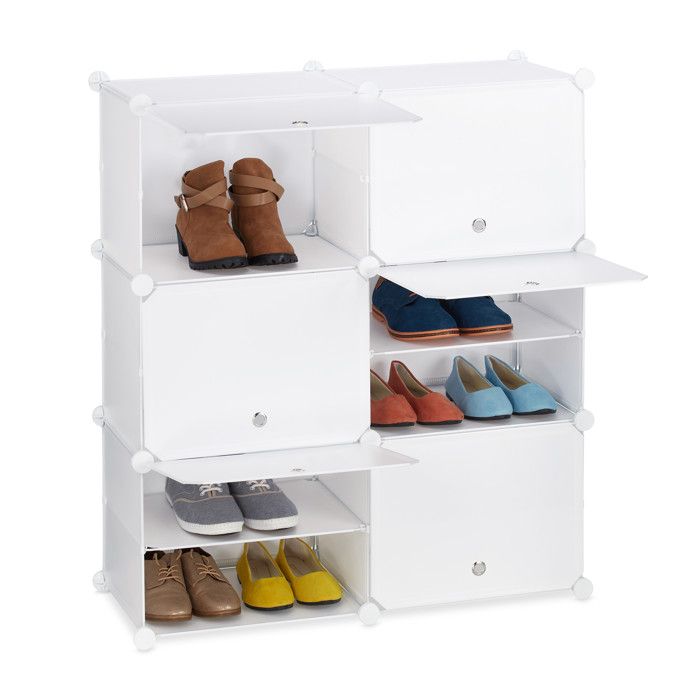 Etagère à chaussures - RELAXDAYS - 10038435 - 12 Compartiments - 6 Portes - Blanche