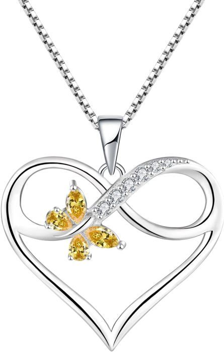 Collier Femme Cœur Argenté Avec Zircone - Chaîne Ajustable 15,7" + 2" - Cadeau élégant