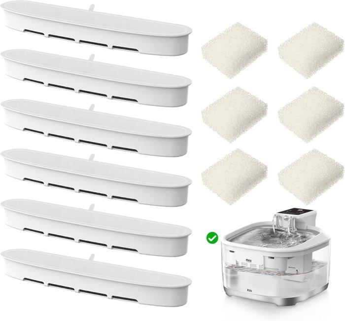 Meilleurs prix pour 6pcs Filtres de Rechange pour Fontaine à Eau Chat FT999,Filtres de Rechange pour Fontaine à Eau Ultra Silencieuse pour Animaux