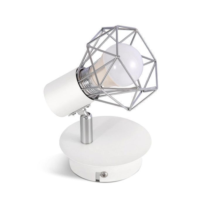 Plafonnier de Style Moderne NETTLIFE - 1 Spot E14 Orientables Métal Blanc Compatible LED Pour Couloir Salon Chambre Cuisine