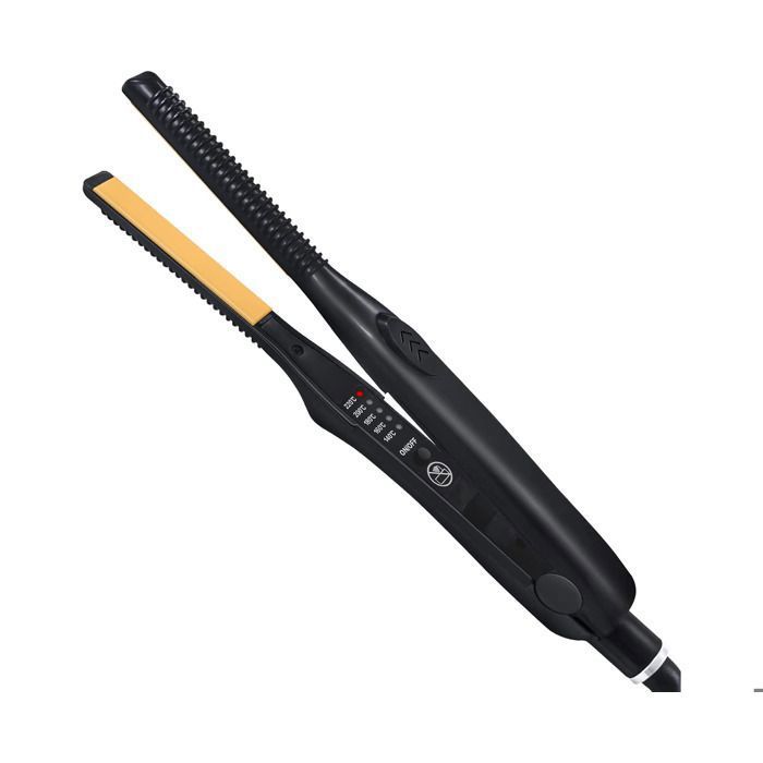 1 pièce de lisseur anti-brûlure mini attelle fine et étroite pour cheveux secs et humides à double effet de bouclage et de lissage