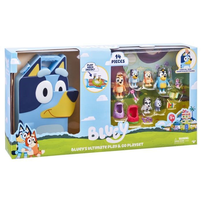 Coffret D'activités Bluey En Feutrine 96 Pièces - Mallette Transport, 2 Décors, 18 Mois+