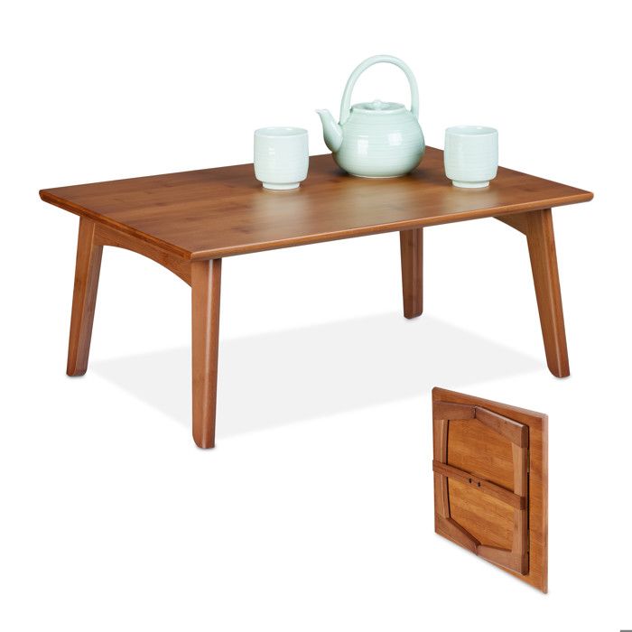 Relaxdays Table basse pliable en bambou aspect bois de noyer H x L x P : 25 x 60 x 40 cm pour le salon marron